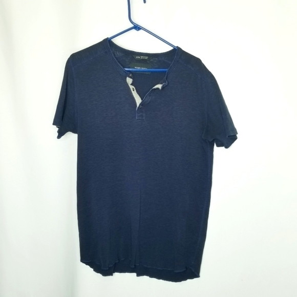 Wings & horns short‎ sleeve Henley Navy Blue XL  Flawed - Picture 1 of 13
